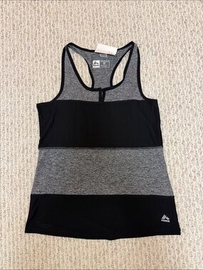 RBX Women’s Black & Gray Striped Racerback Tank
